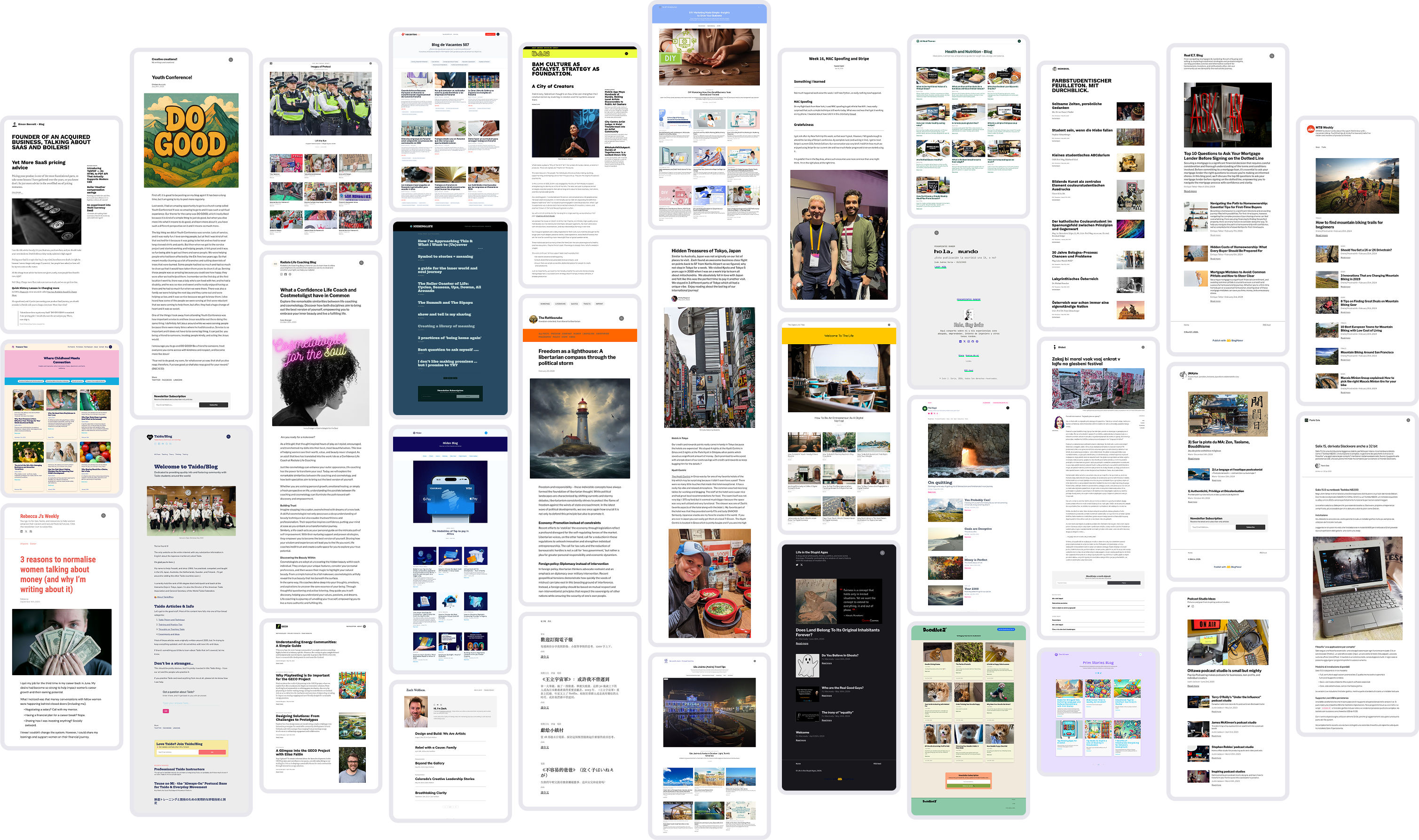 A collage of customer blogs