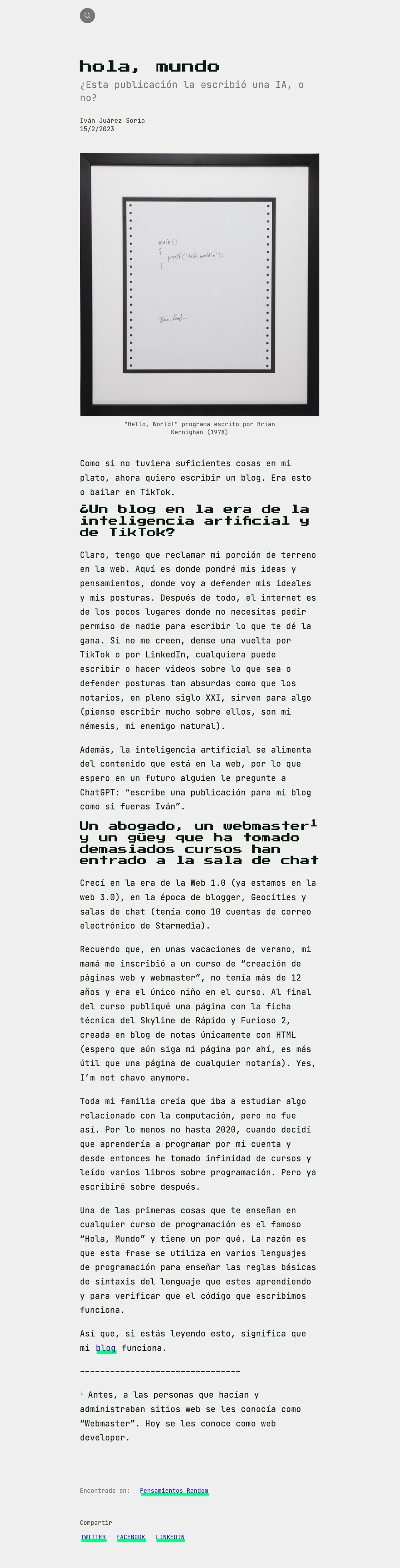 Hola, Soy Iván Article