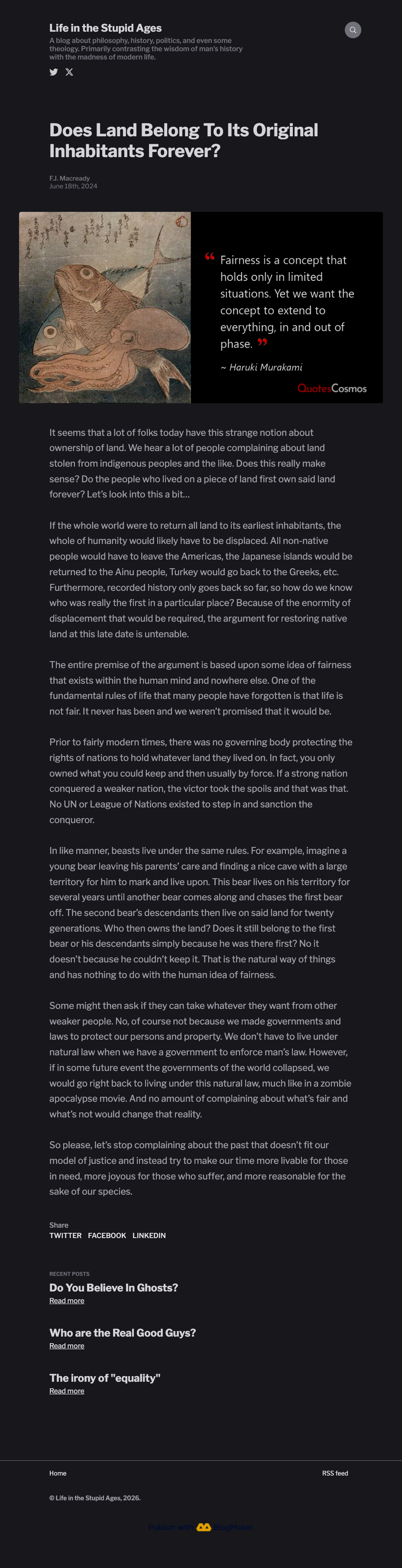 Life in the Stupid Ages Article