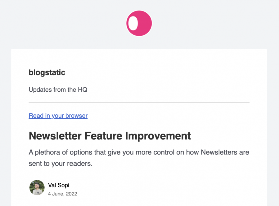 blogstatic newsletter screenshot 