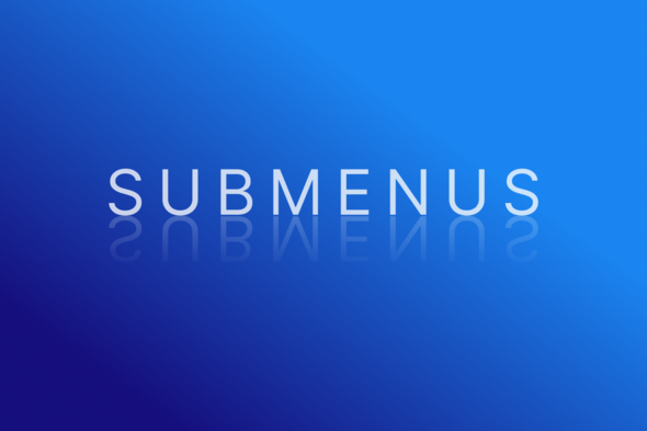 Submenus title with blue gradient background and reflective text effect