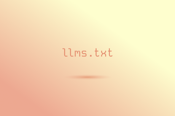 Soft gradient background shifting from warm peach to pale yellow with the text “llms.txt” centered in a clean, minimalist style, giving a calm, modern feel that suggests clarity, structure, and machine readable guidance.