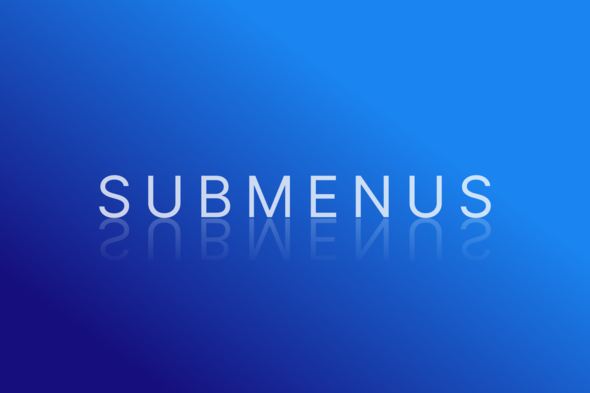 Submenus title with blue gradient background and reflective text effect