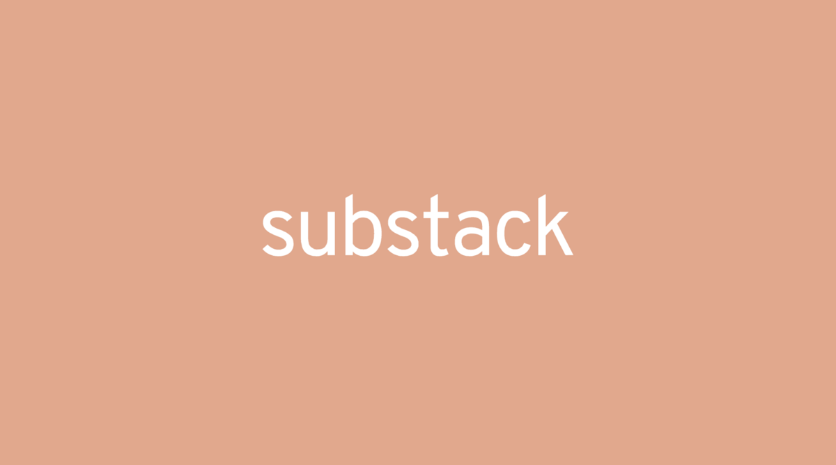 The image shows the Substack logo displayed in lowercase white letters centered on a solid light brown background.