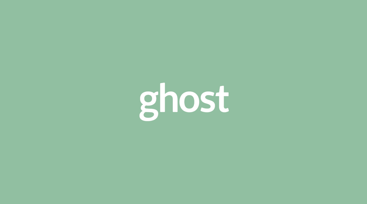 the ghost logo against a muted green background